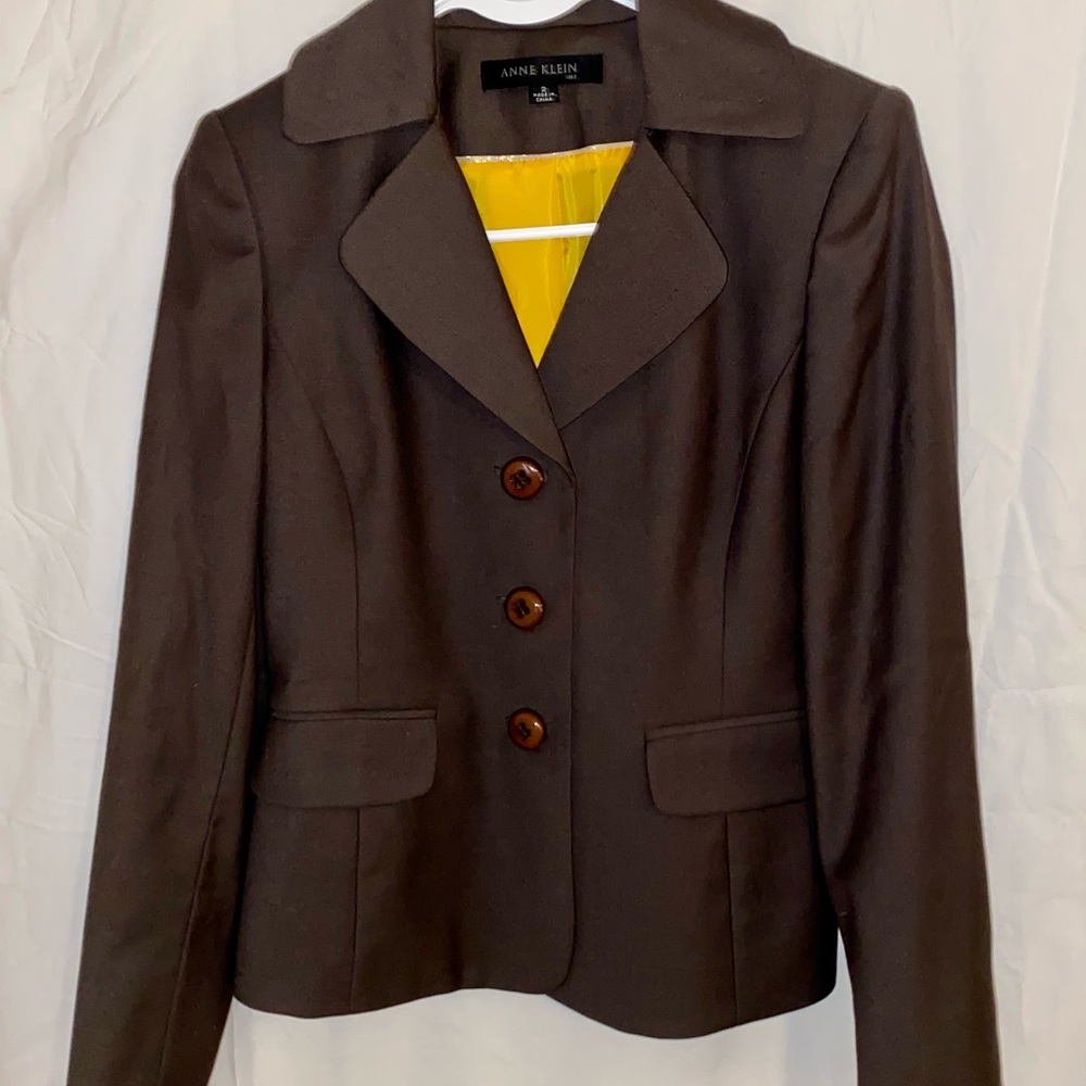 Anne Klein Suit Jacket Blazer Size 2 Brown